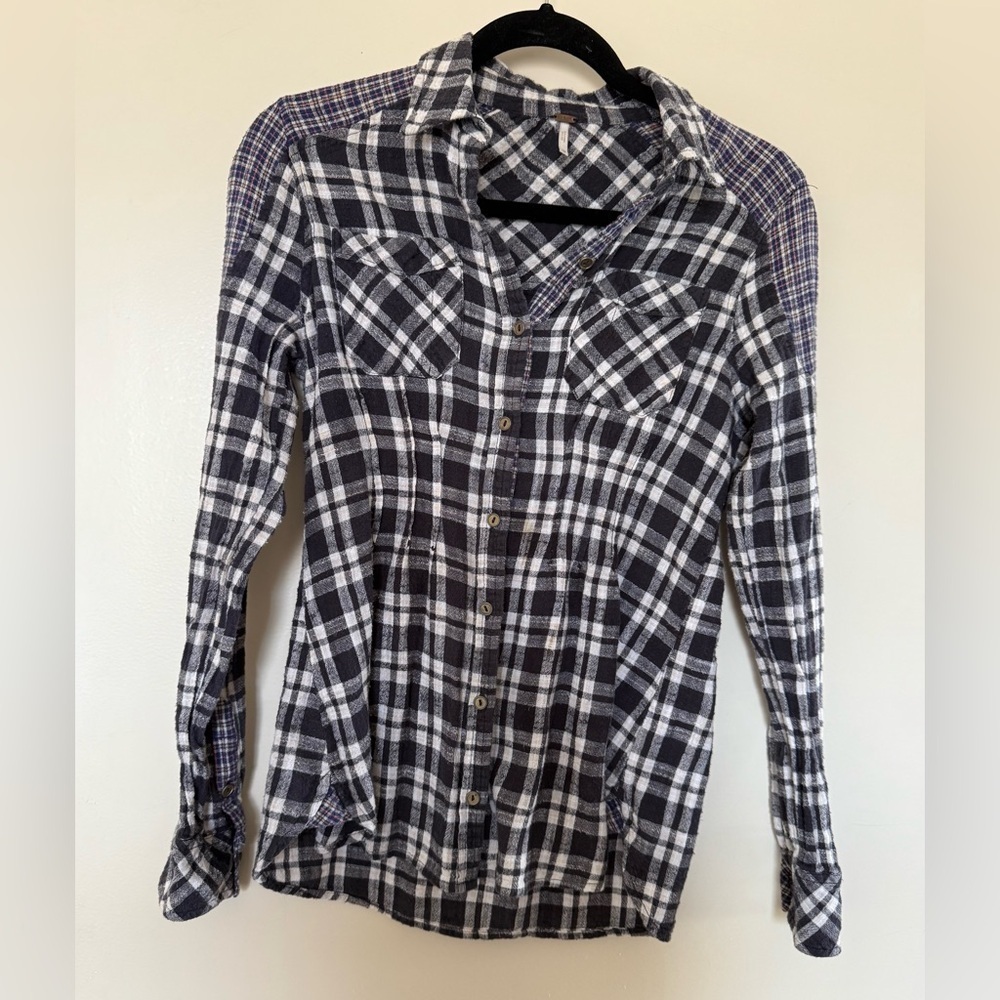 Free People Catch Up With Me Plaid Black Combo in Size XS - Picture 6 of 14